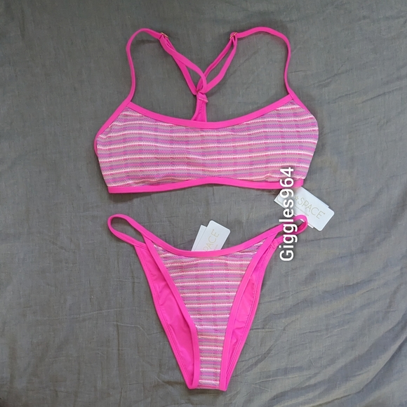 L*Space Pamela Tommy Bikini Set Electric Pink - Picture 3 of 4